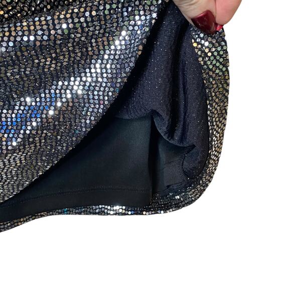 Anne Klein Sequin Ruched Sheath Dress Silver Cap Sleeve size 10 - Picture 5 of 7